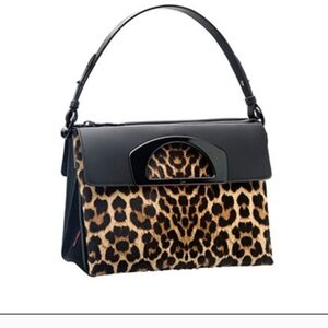 Christian Louboutin Black and Leopard Print Shoulder Bag